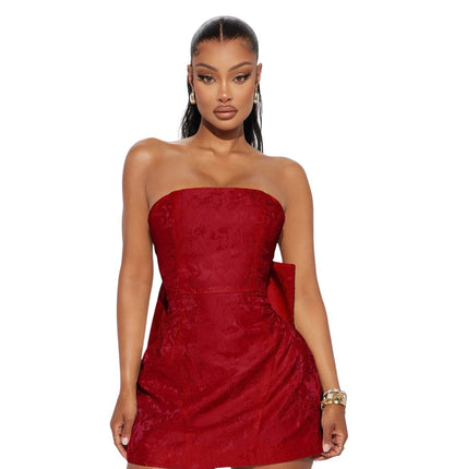 Grace Strapless Micro Mini Dress Red