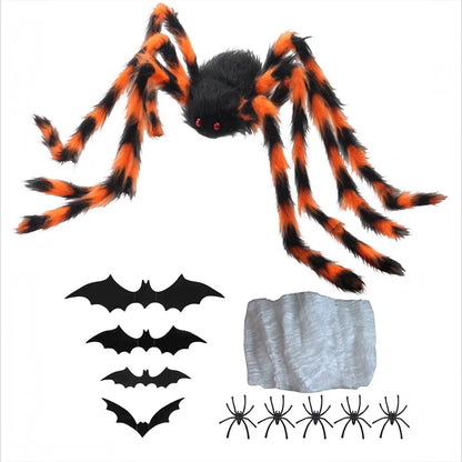 AMLOOPH 59-Inch Orange Halloween Spider Set with Bats & Cobwebs | Minja Superstore