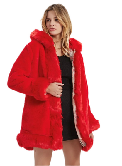 Luxury Faux Fur Hooded Coat – Cozy & Chic