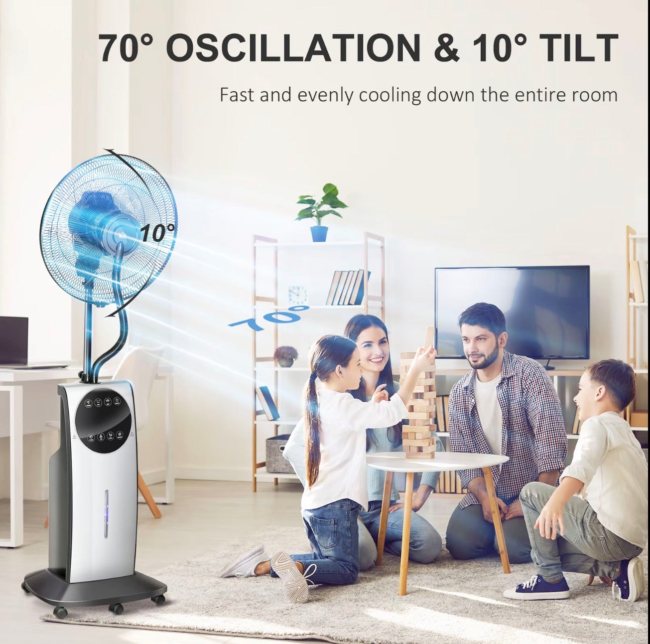 HOMCOM Pedestal Fan with Water Mist Spray 3.1L Tank