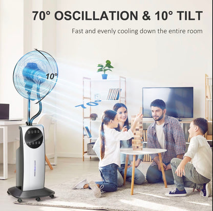 HOMCOM Pedestal Fan with Water Mist Spray 3.1L Tank