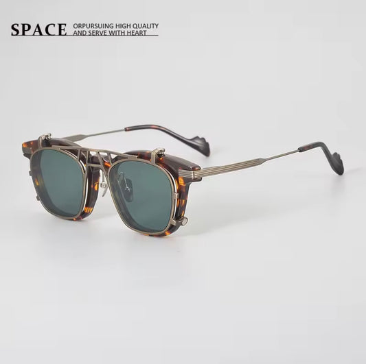 Hip Hop Square Magnetic Sunglasses men SYB Ladies Pure Titanium Acetate Travel UV400 Handmade Personality Retro sunglasses
