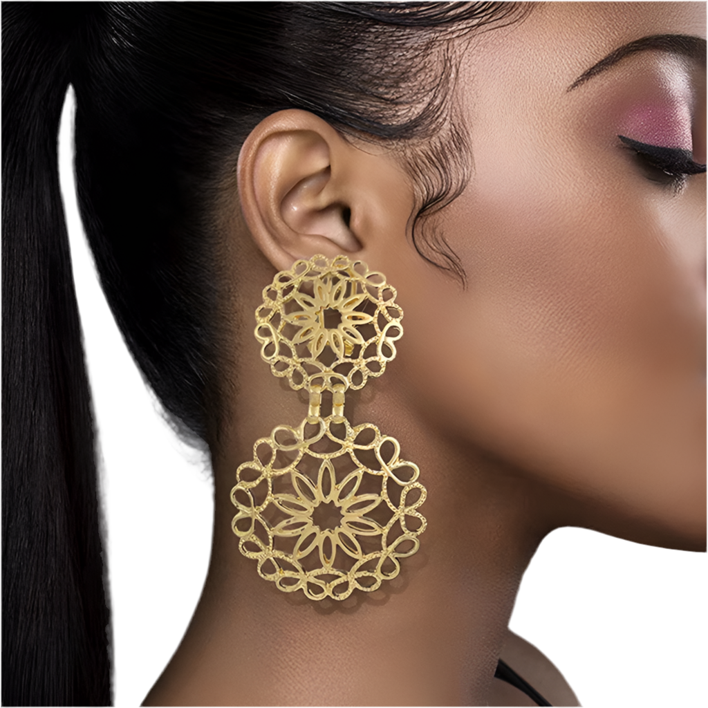 Luxury Two-Tone Big Drop Earrings for Women - Fashion Jewelry for Weddings and Special Occasions