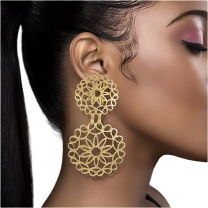 Luxury Two-Tone Big Drop Earrings for Women - Fashion Jewelry for Weddings and Special Occasions