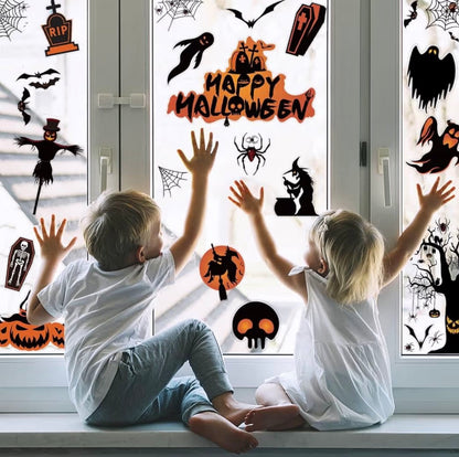 8 Sheets Reusable Halloween Window Stickers – Bats, Ghosts & Pumpkins | Minja Superstore