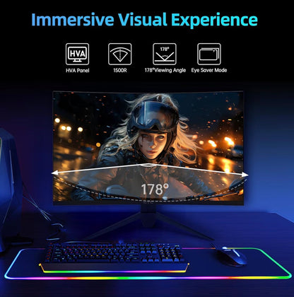 KTC 27-Inch QHD Curved Gaming Monitor 1440P 180Hz 1ms HDR10