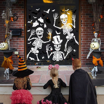 AMLOOPH Halloween Skeleton Window Stickers – 10 Reusable Sheets | Minja Superstore