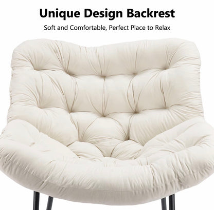 CROWNSHOP Oversized Rattan Egg Rocking Chair