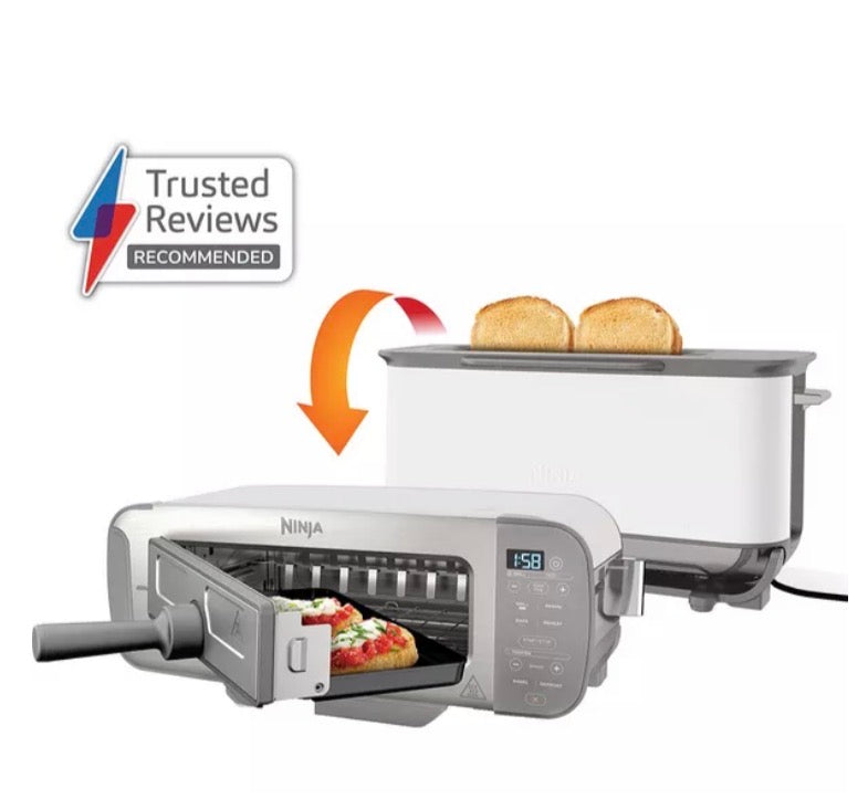 Foodi 3-in-1 Toaster, Grill and Panini Press with Flip Design, 7 Cooking Functions, 7 Toast Shades, Includes Panini Press, Bake Tray and Crumb Tray, Stainless Steel, ST202UK