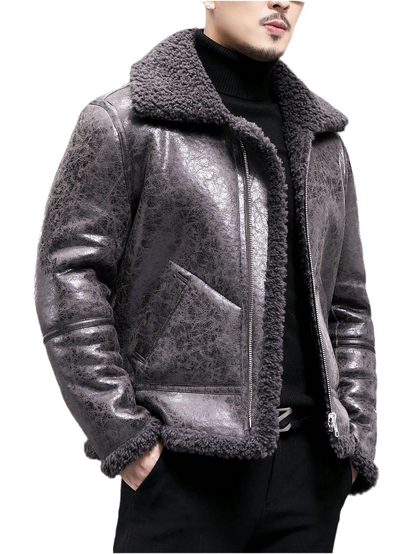 BONNY MAX 2-In-1 Men'S Faux Fur Jacket, Reversible Wool Blend Short Coat