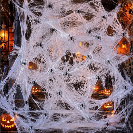 Halloween Spider Web Decorations 60g with 30 Fake Spiders | Minja Superstore
