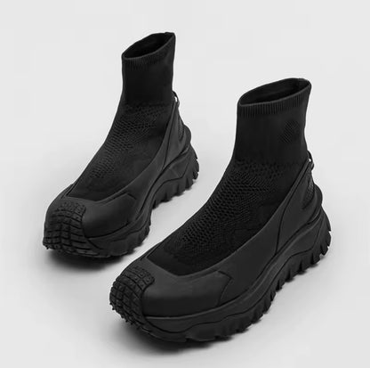 European Station Autumn/Winter New Splicing Men Boots Knitted Height Increase Naughty  Handsome Chelsea Fashion Boots