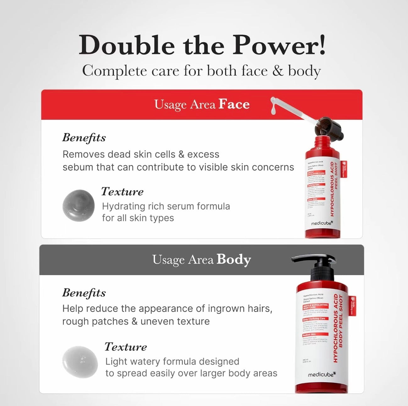 medicube Body Peel Shot Exfoliating Serum with Rice Extract & Panthenol