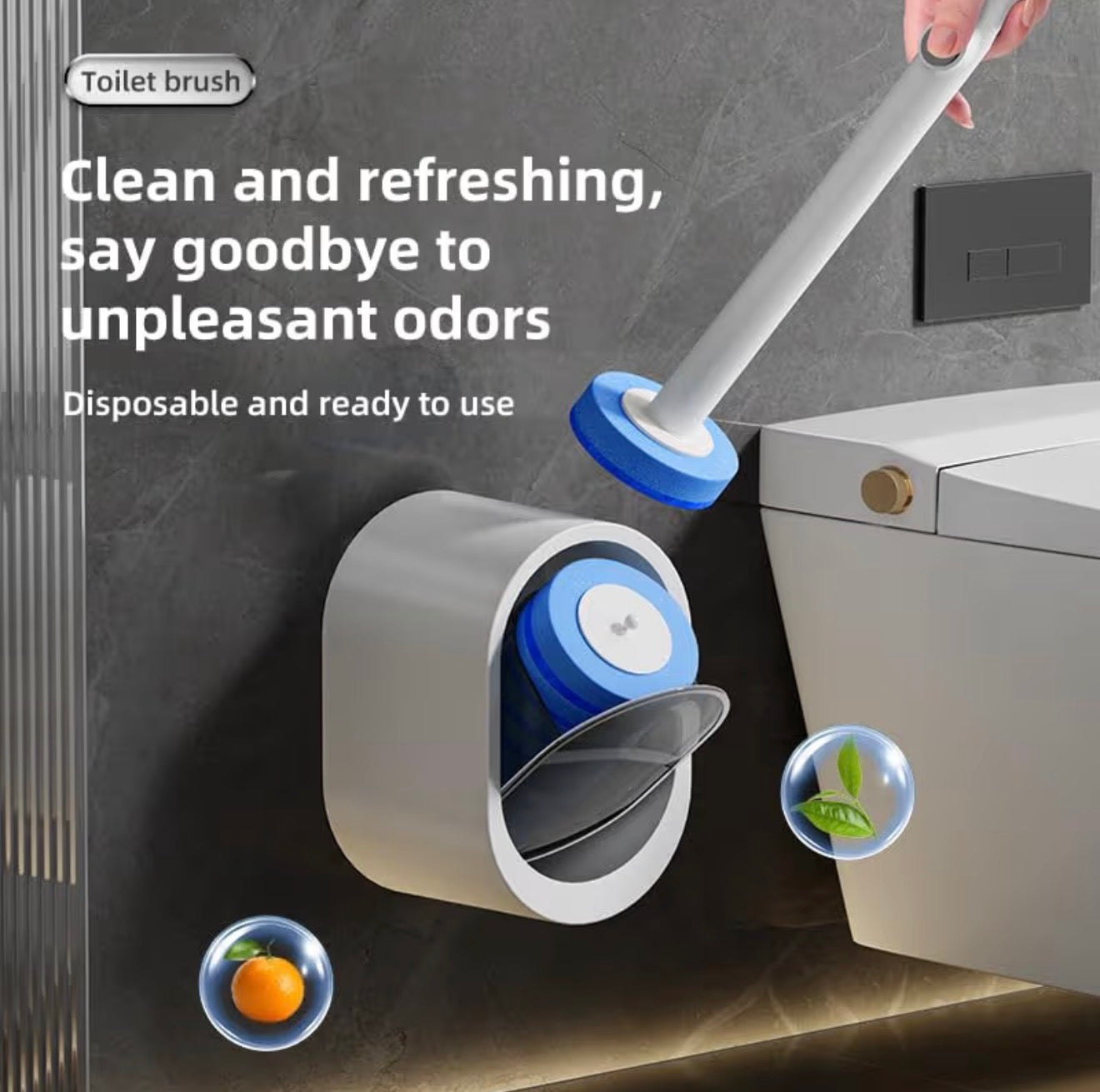 Disposable Toilet Brush with 8 Refills and Wall Holder