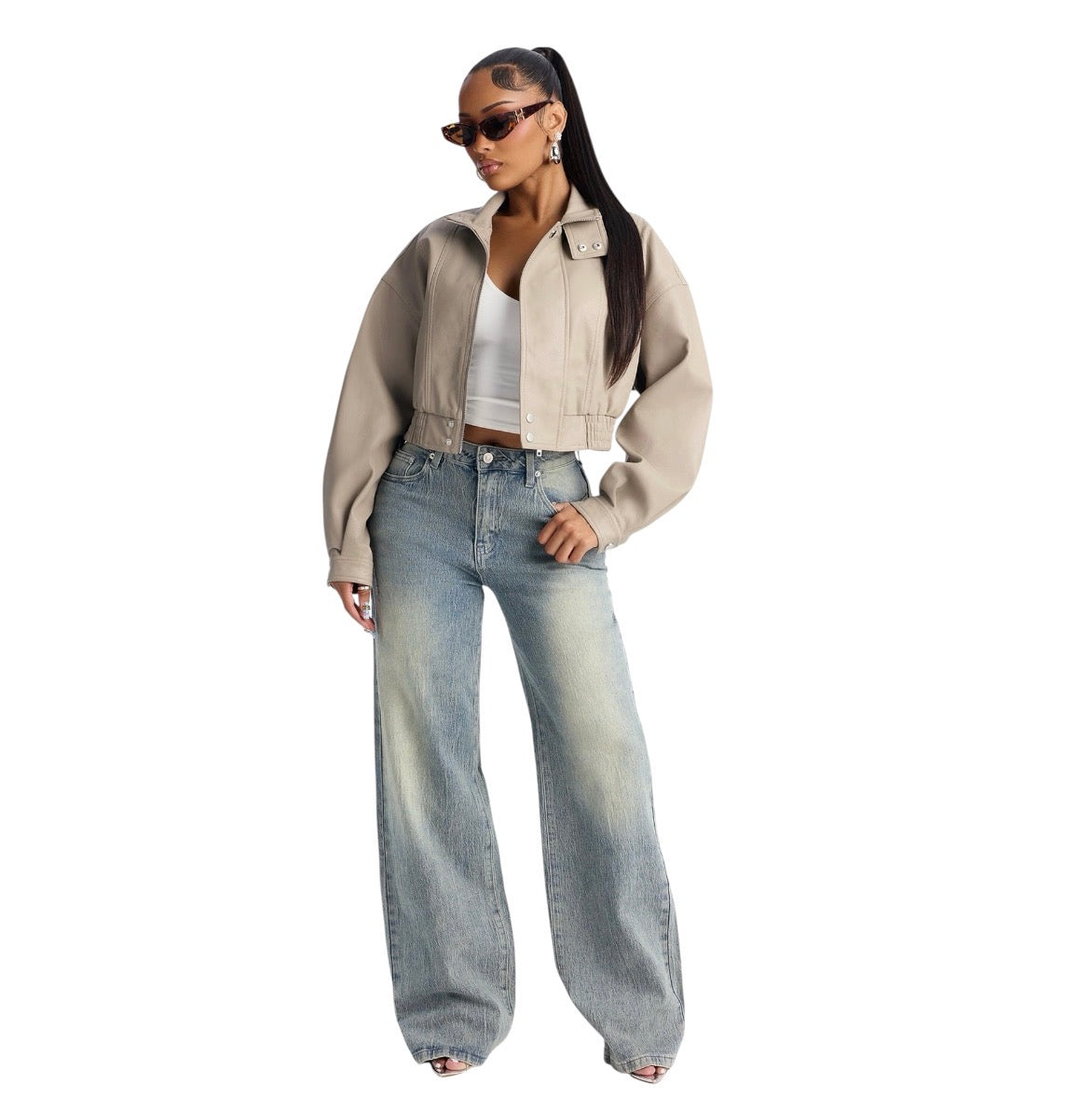 Next Chapter Baggy Wide Leg Jeans Vintage Wash