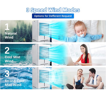 Portable Air Cooler 470ml Mini Air Conditioner USB Rechargeable