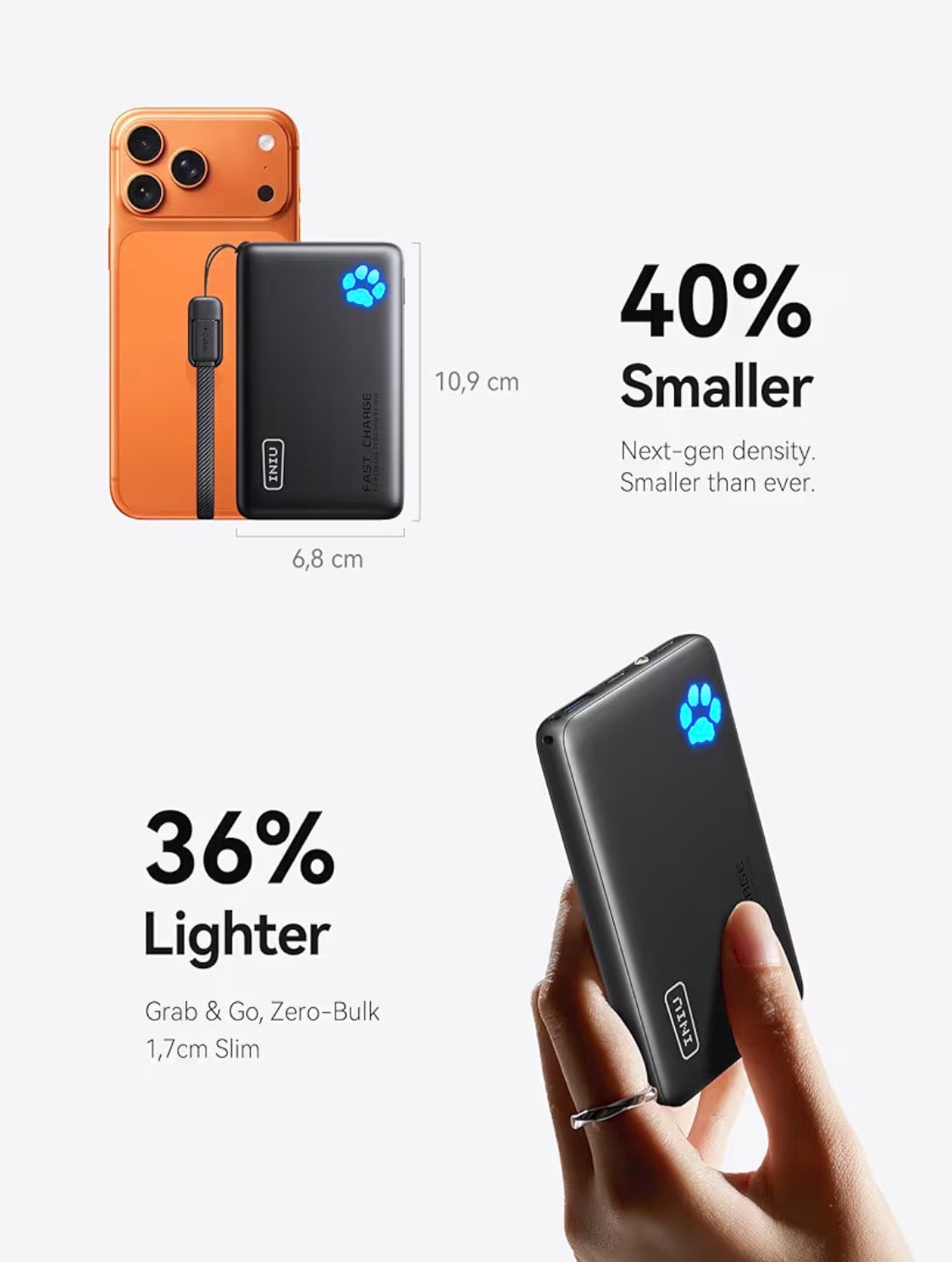 INIU 45W Fast Charging Power Bank 10000mAh Portable Charger