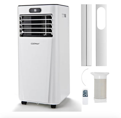 9000BTU Portable Air Conditioner, 4 in 1 Mobile Cooler, Dehumidifier, Fan with Sleep Mode, LED & Front Display, Remote Control, 2 Speeds, 24H Timer & Adapter