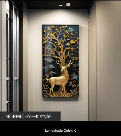 Deer LED Crystal Porcelain Wall Lamp – Artistic Wall Light for Interior Elegance