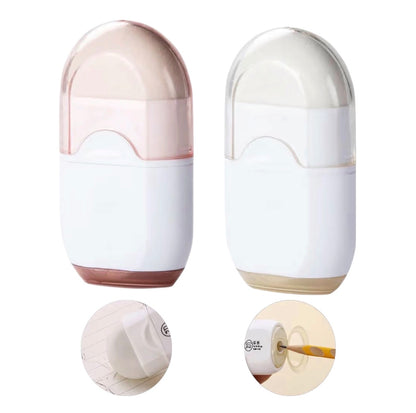 2 Pcs Mini Pencil Sharpener with Eraser & Container White