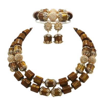 Exquisite African Coral Beads Wedding Jewelry Set | Necklace, Bracelet, and Earrings Collection