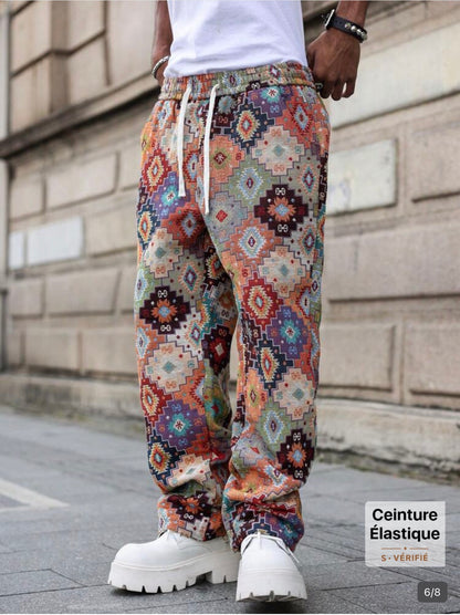 Manfinity Roghcode Men’s Retro Floral Wide Leg Pants