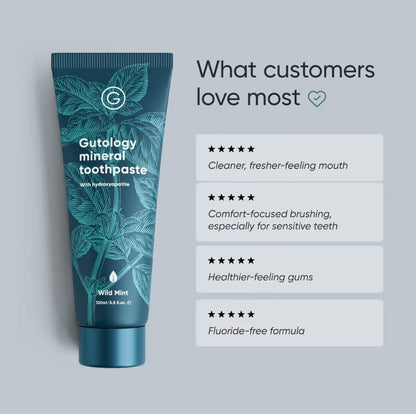 Gutology Mineral Hydroxyapatite Toothpaste 120ml Fluoride Free Wild Mint