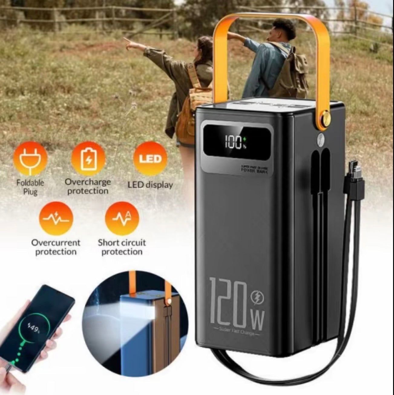 120W Power Bank 50000mAh Portable Fast Charger
