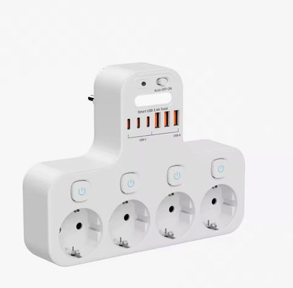 4000W EU Power Strip with USB-C and Smart Night Light
