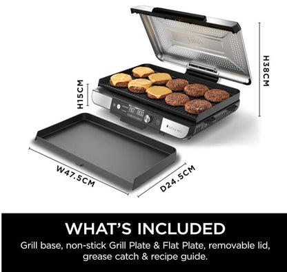 Ninja Sizzle Pro XL Indoor Grill & Flat Plate GX101UK Silver Black