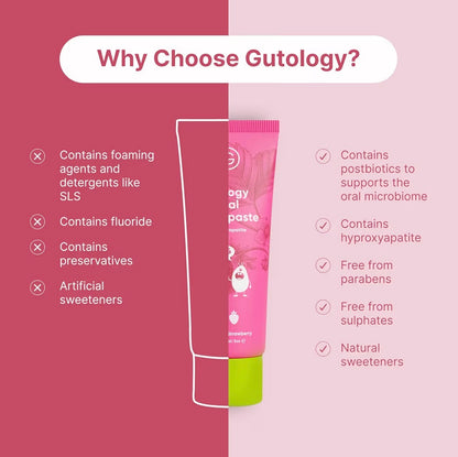 Gutology Kids Hydroxyapatite Toothpaste 75ml Fluoride Free Strawberry