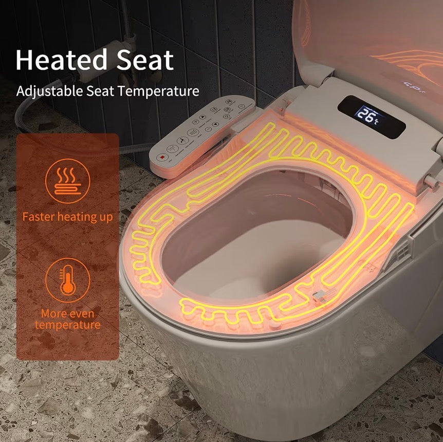 HOROW Smart Electronic Bidet Seat - Heated Toilet Seat with Temperature Control, Built-in Dryer & Night Light, with Water Filter, Soft Close & Removable Self-Cleaning Nozzle