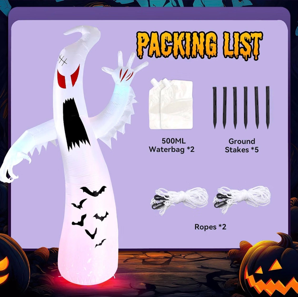 Warmiehomy 7.8FT Halloween Inflatable Giant Screaming Ghost