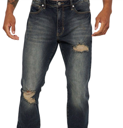 Day To Day Distressed Slim Jeans Dark Wash