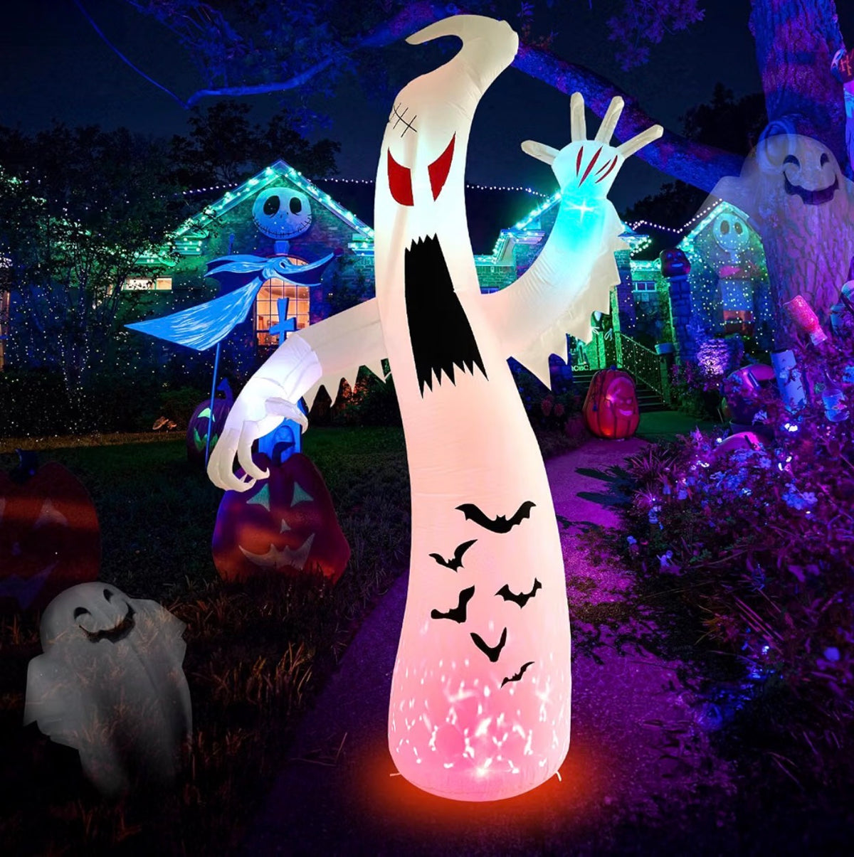 Warmiehomy 7.8FT Halloween Inflatable Giant Screaming Ghost