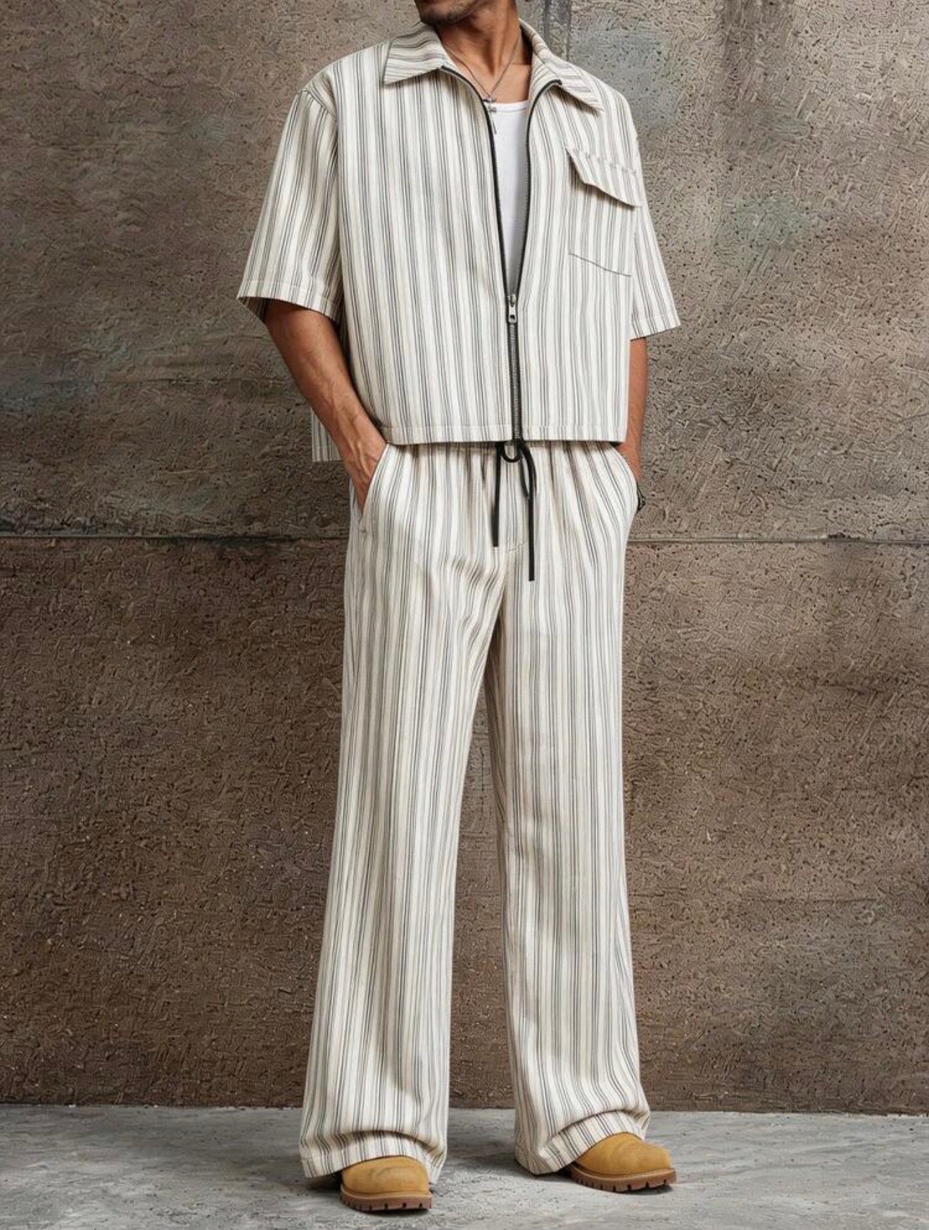 Men’s 2 Piece Striped Summer Outfit Set