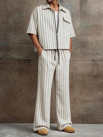 Men’s 2 Piece Striped Summer Outfit Set