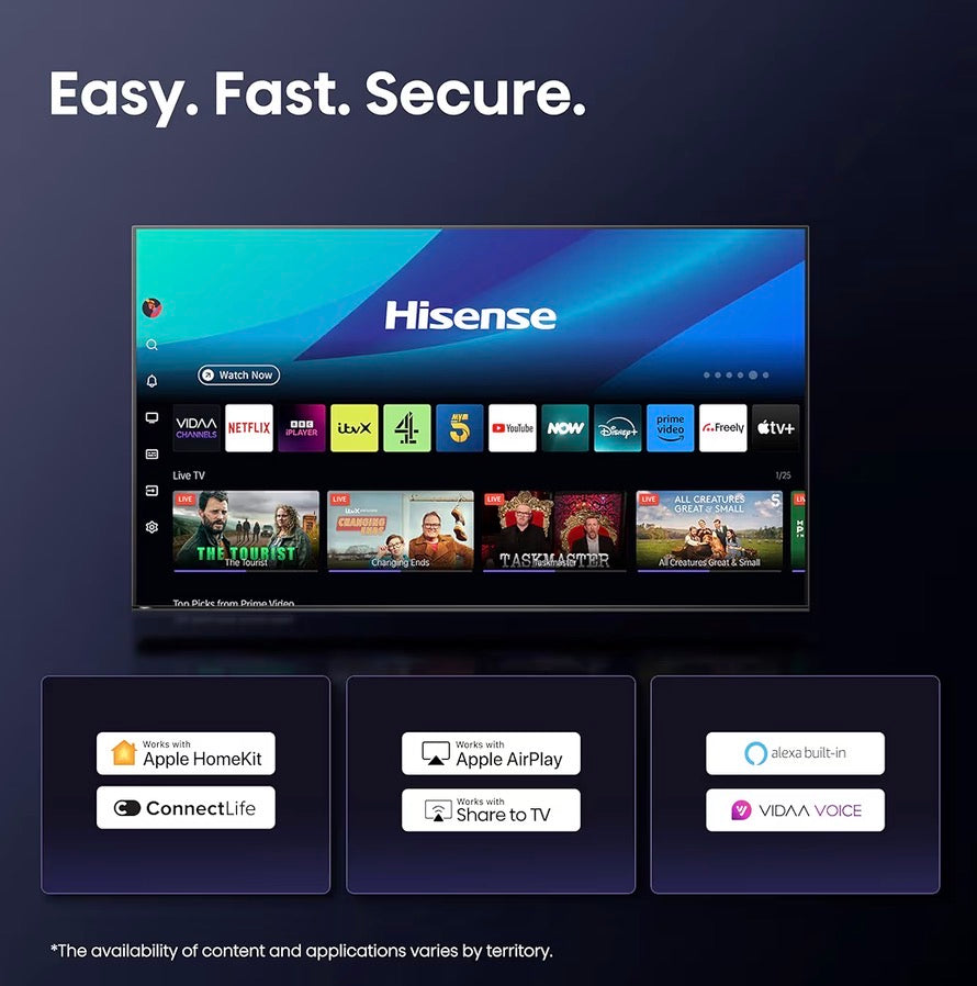 Hisense 4K Ultra HD Smart TV with Freely | Netflix, Disney+ & YouTube