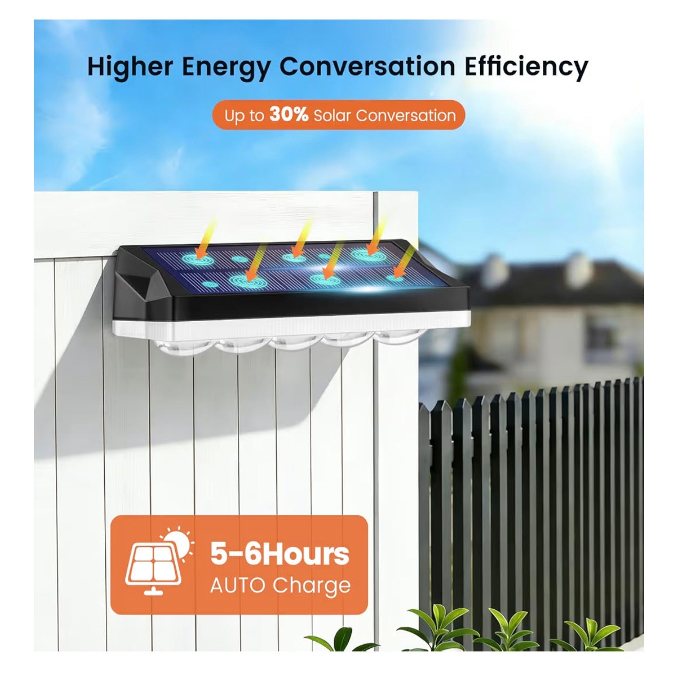 Solar Fence Lights Outdoor 6 Pack RGB Warm White Cool White IP65 Waterproof