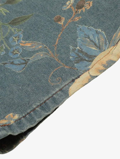 DENIM FLORAL PRINT CARPENTER JEANS