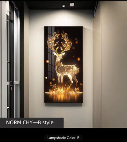 Deer LED Crystal Porcelain Wall Lamp – Artistic Wall Light for Interior Elegance