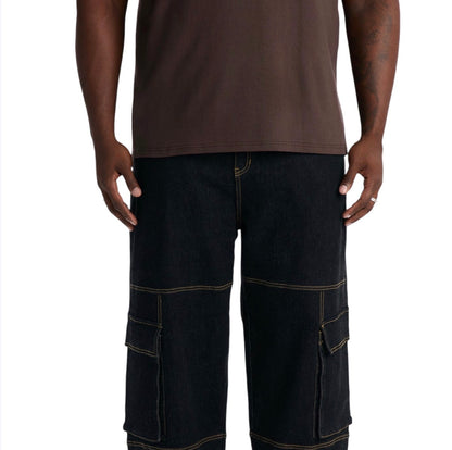 Raw Selvedge Barrel Cargo Jeans Black