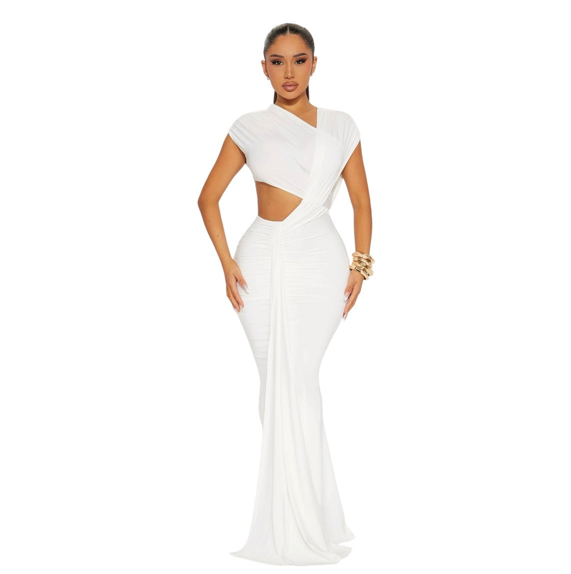 Aria Cut Out Maxi Dress White