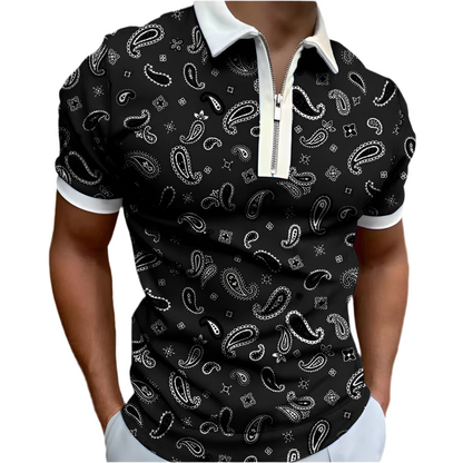 DLL  Fashion street half zipper mens designer shirts turn-down collar