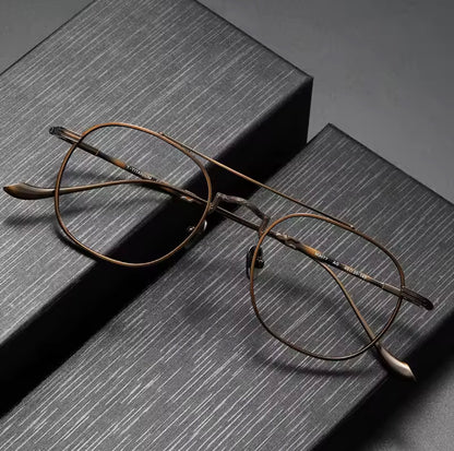 New Modern Trendy Mens Double Bridge Glasses Titanium Spectacle Frames for Women Designer Eyeglasses