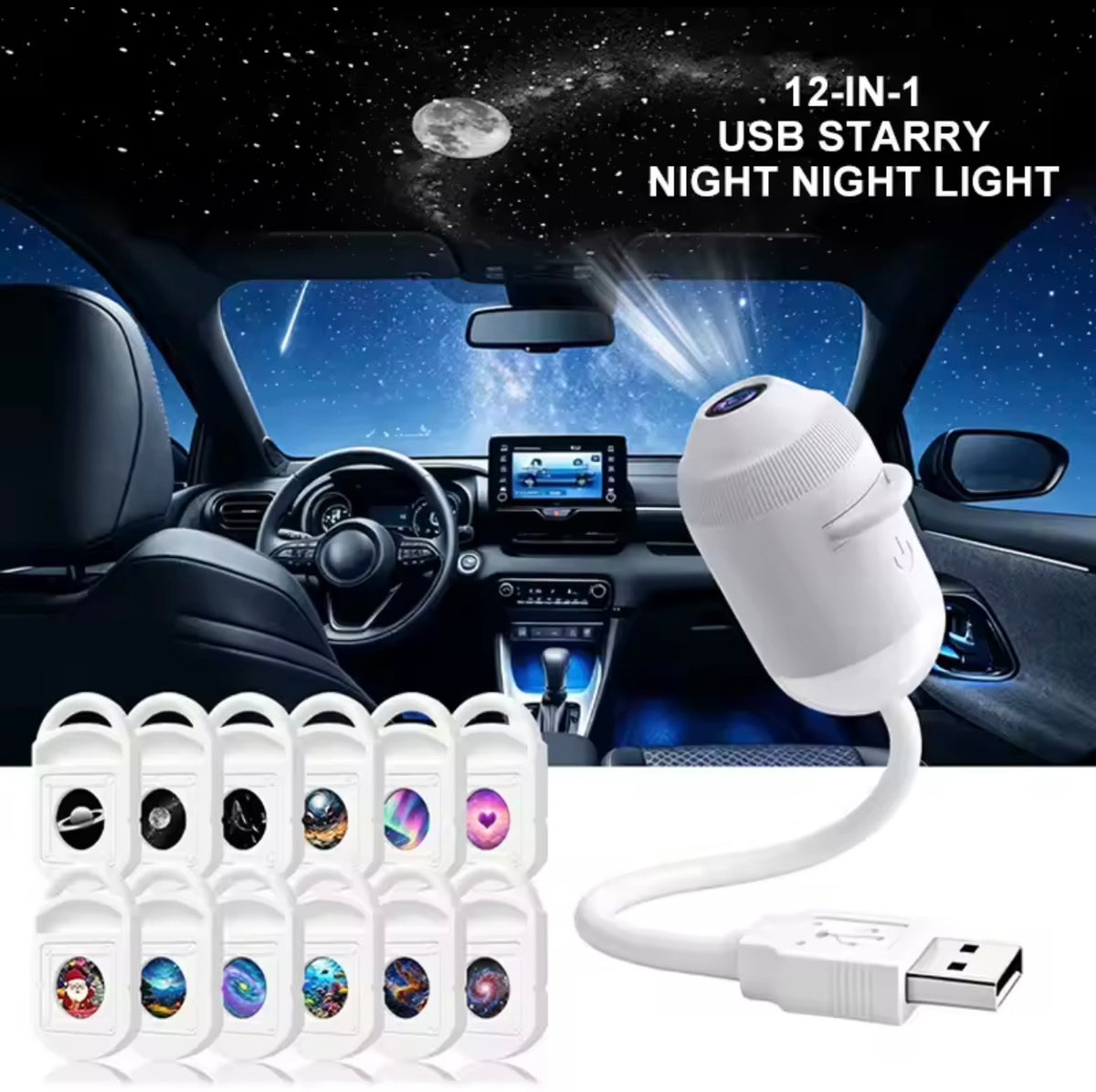 USB Starry Sky Projector Night Light 360° Adjustable Galaxy Lamp