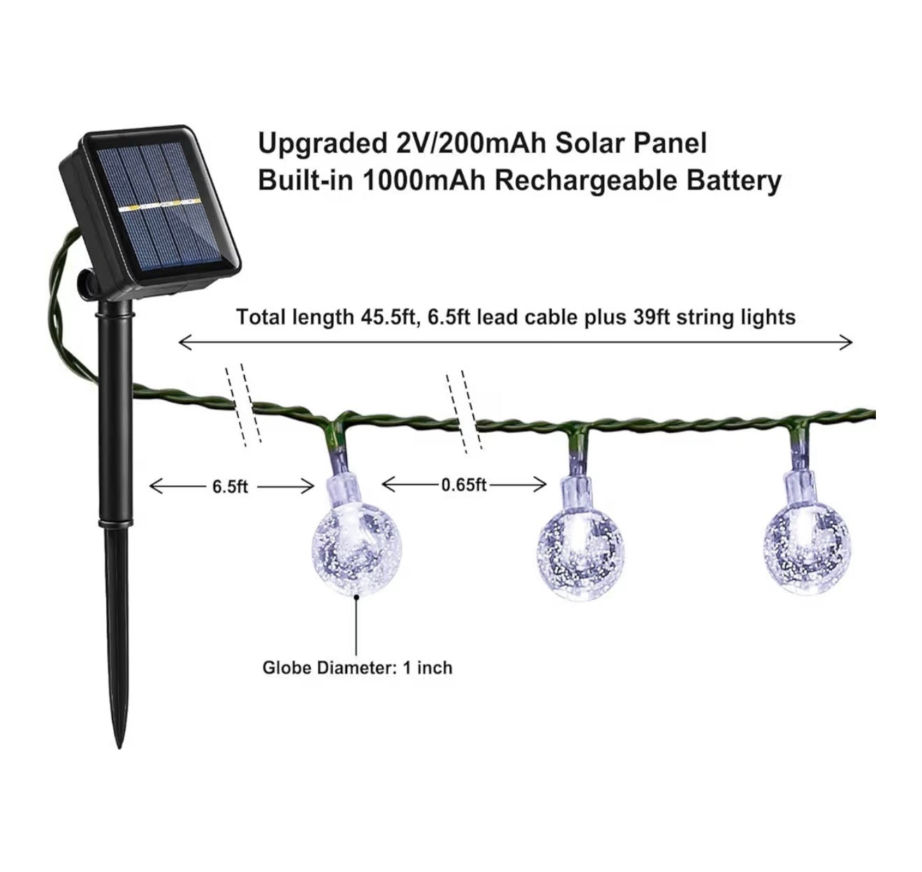 Solar Garden String Lights 100 LED Crystal Ball Fairy Lights 17m