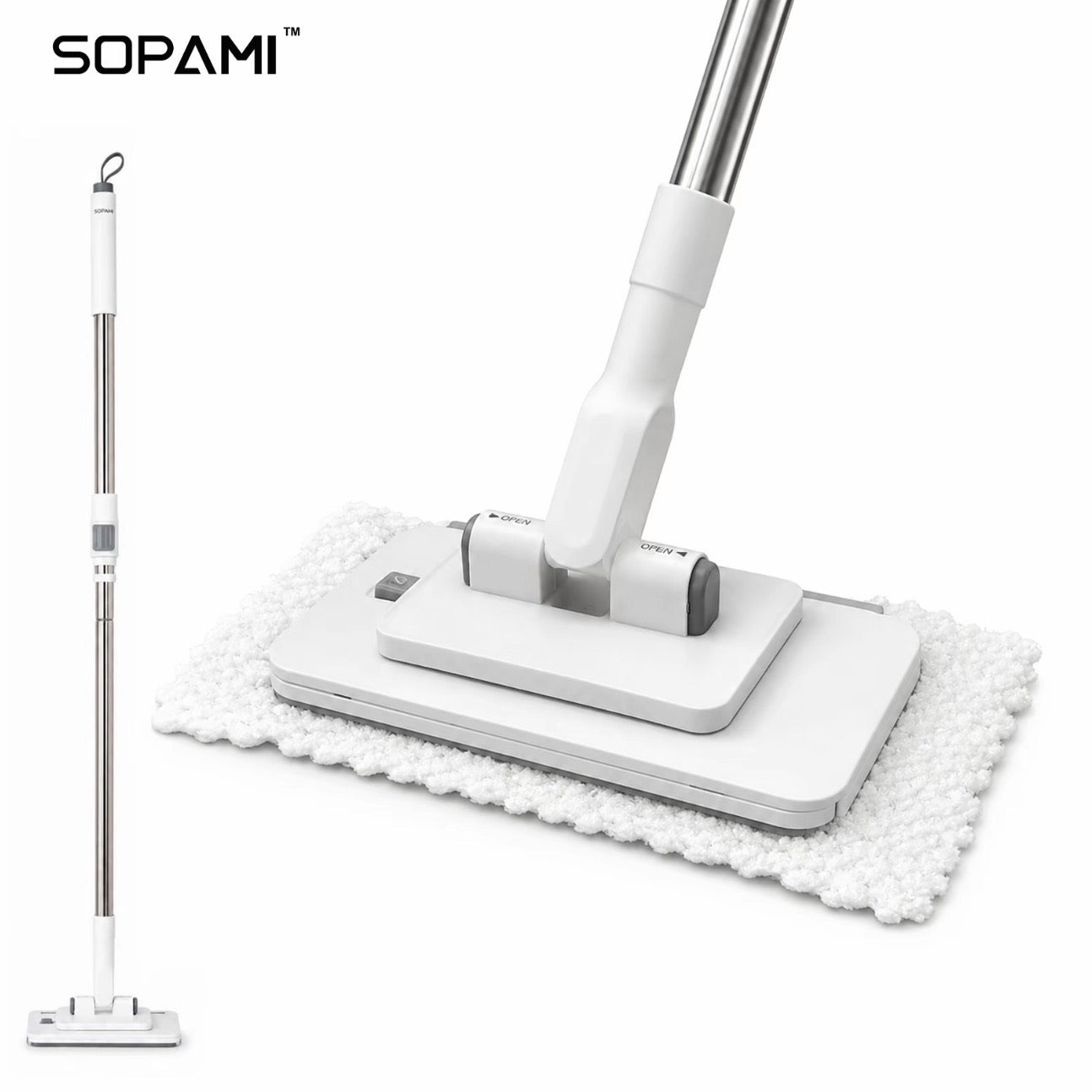 SOPAMI Extendable Telescopic Flat Clip Mop 360° Swivel