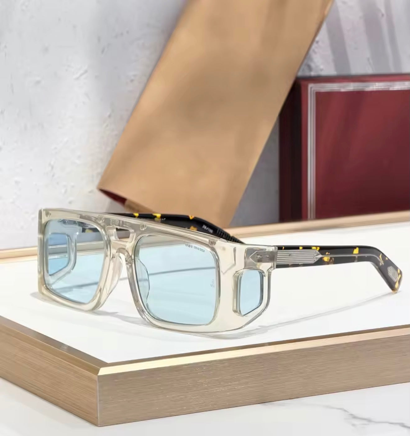 JMM-WINDSOR Rectangular Sunglasses Thick Acetate Double Bridge High Quality UV400 Gift Men Women