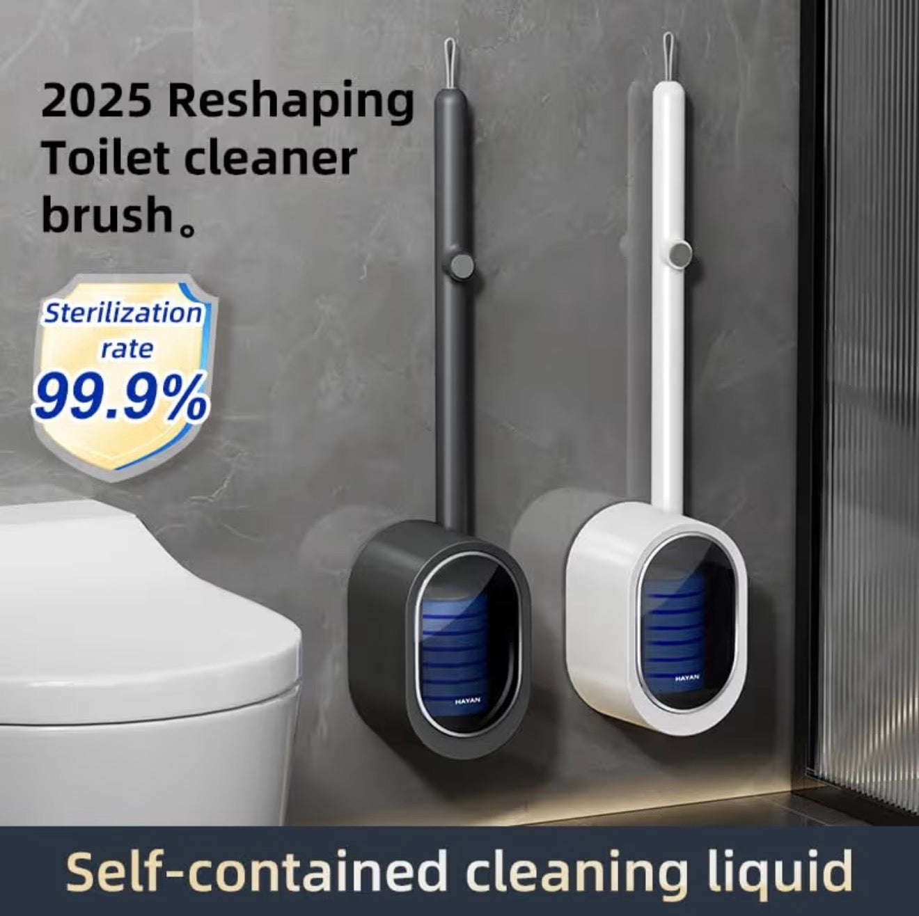 Disposable Toilet Brush with 8 Refills and Wall Holder